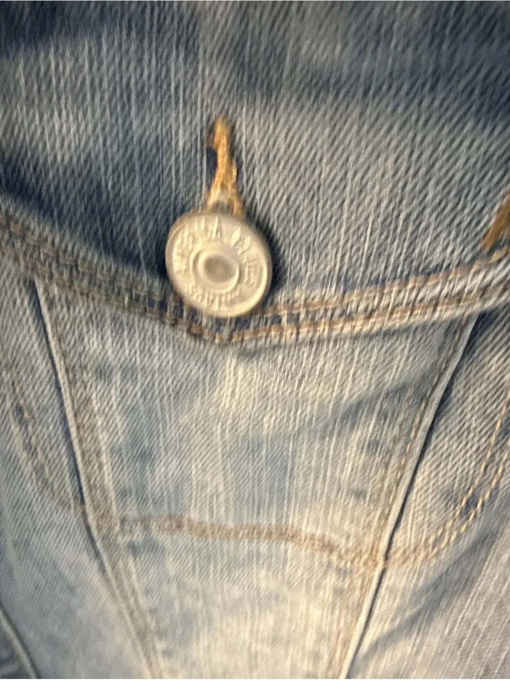 Vintage America Light Blue Denim Jacket with Black Embroidery